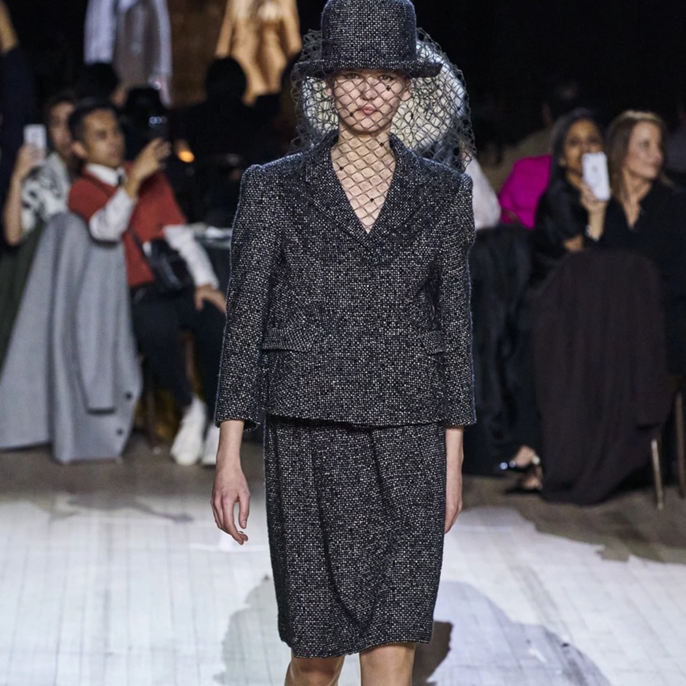 MARC JACOBS (THE) Tweed Shaped Jacket w Strass Runway Fall 2020 Collecti…